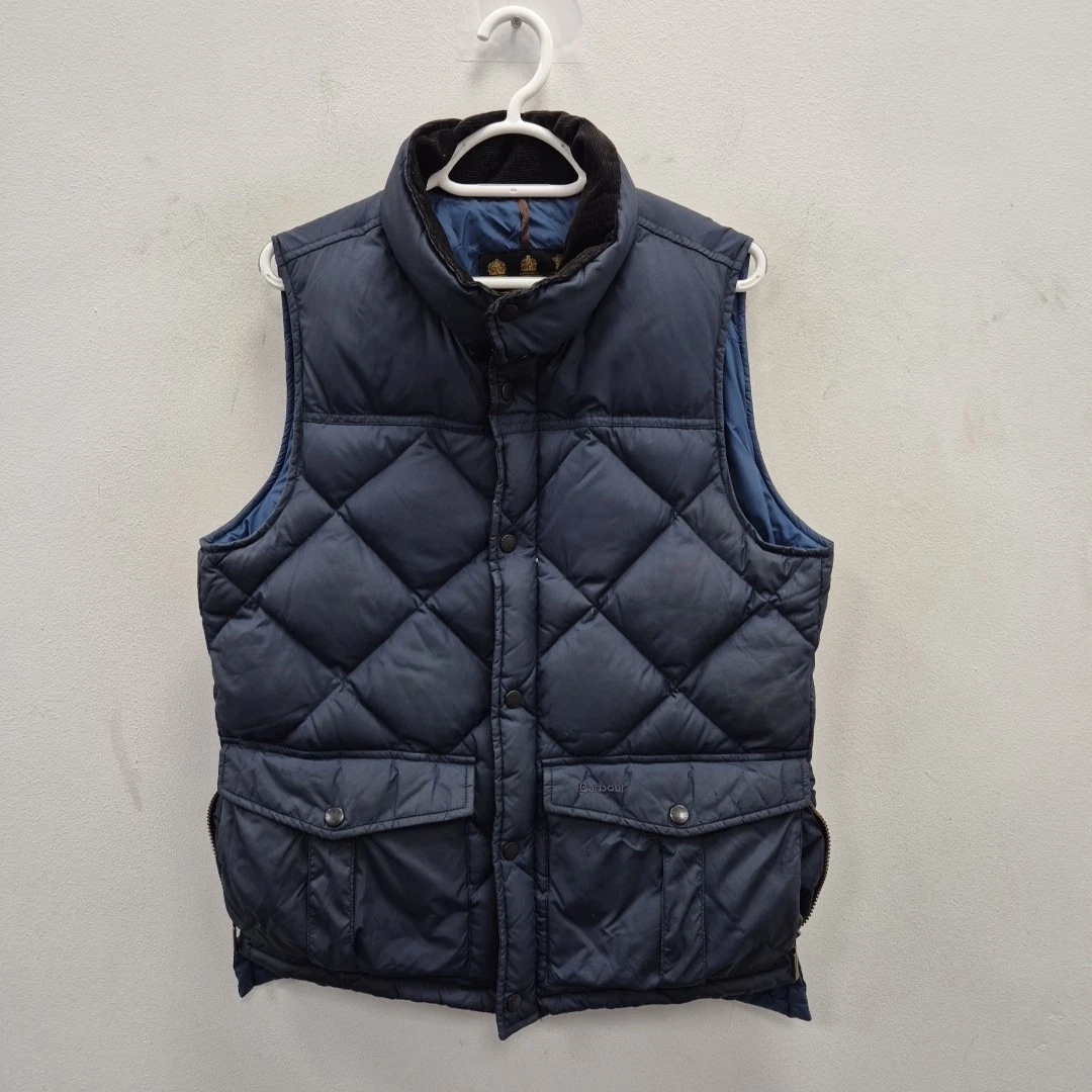 Barbour Explorer Real Down Bodywarmer Puffer Blue Navy Vest Gilet Size Small #2