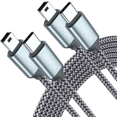 2 Pack 3.3FT USB C to Mini USB Cable Type C 5 Pin Charger Cord Black Cable Set