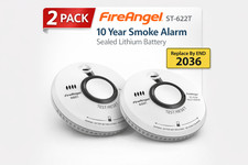 FireAngel ST-622T 2 Pack Smoke Alarm 10 Year Sealed Battery Thermoptek Exp 2036