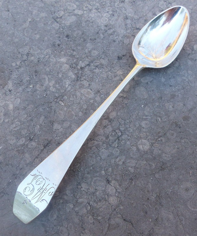 Coin Silver, COFFIN END Teaspoon, John Starr Blackman