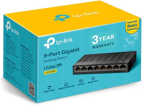 TP-Link LS1008G 8-Port Desktop/Wallmount Gigabit Ethernet Switch/Hub, Ethernet S - 第 2/6 張圖片
