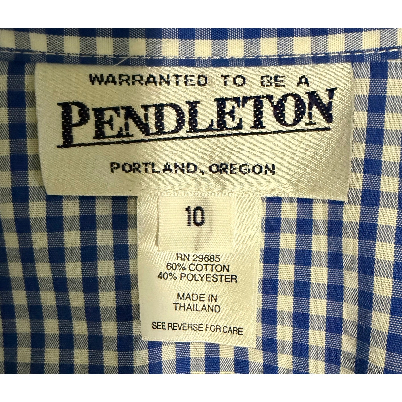 Pendleton Blue Gingham Check Plaid Button Down Sh… - image 3