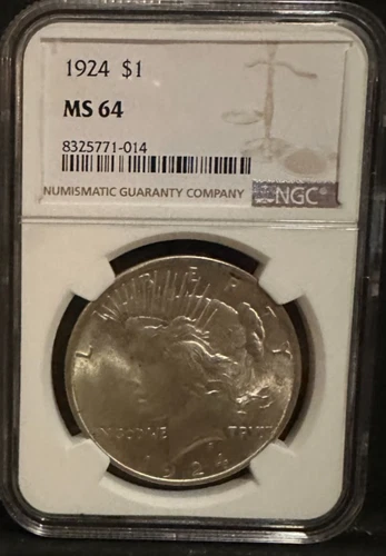 1924 Philadelphia Peace Silver Dollar $1 NGC MS64