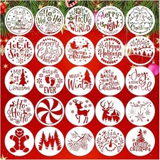 25 Pcs Christmas Stencils for Crafts Reusable 4 Inch Small Christmas Stencil for