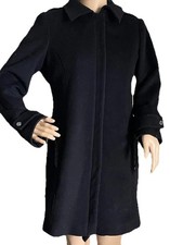 Michael Kors Women's Trench Coat Wool Blend Mk Longo Full Zip Pockets Hoodie S