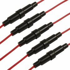 5PCS Inline Round Glass Fuse Holder 6x30mm Screw-Type Gauge 20AWG Wire