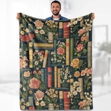 Book Lovers Gifts for Women Girls Flowers and Book Blanket Gifts for Books Lo...