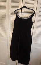 Cider Brown Velvet Midi Dress with Embellished Neckline