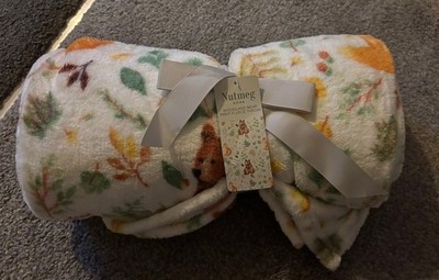 NEU Nutmeg Home Bär Fuchs Walddruck Kuschel Fleece Überwurf Decke 120x150cm 