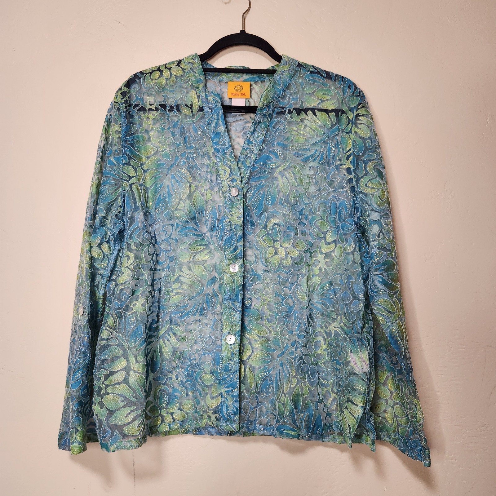 Ruby Rd Top Long Sleeve Button Front Lightweight … - image 2