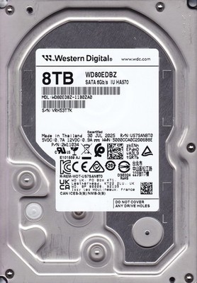 WD80EDBZ-11B0ZA0 s/n: VRH5 JUL / 2025   ''V19A03'' 8TB SATA 3.5''  Western Digital
