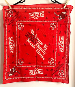 SIZZLER Original Family Steak House Vintage Souvenir Bandana Handkerchief EUC