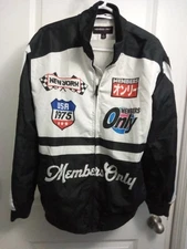MEMBERS ONLY SPORT JACKET TEAM RACING Classic Black Jogging WINDBREAKER MENS S