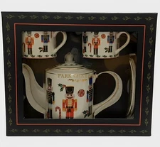 Park Chateau Christmas Nutcracker fine porcelain tea set for two.