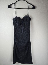 Vintage Betsey Johnson Black Silk Lace Slip Dress 90s Y2K Lingerie Style USA