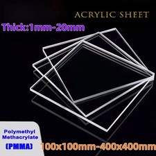 Clear Plastic Perspex Sheet Polymethyl Methacrylate  Hard Plastic Panel 1-20mm