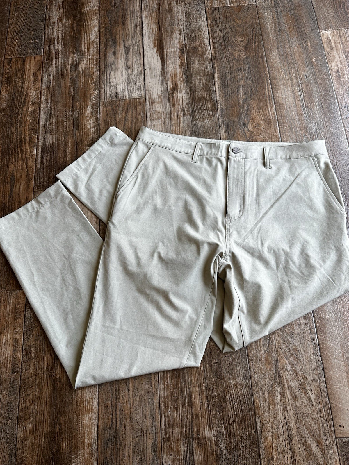 Criquet Mens Beige Straight Leg Casual Stretch Golf Athletic Stretch Pants Sz 36