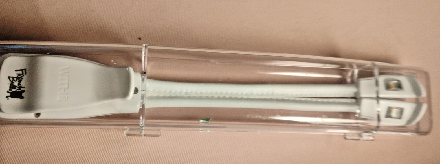 French Bull Duo Head LED Book Light Reading Lamp with Flexible Leather Necks