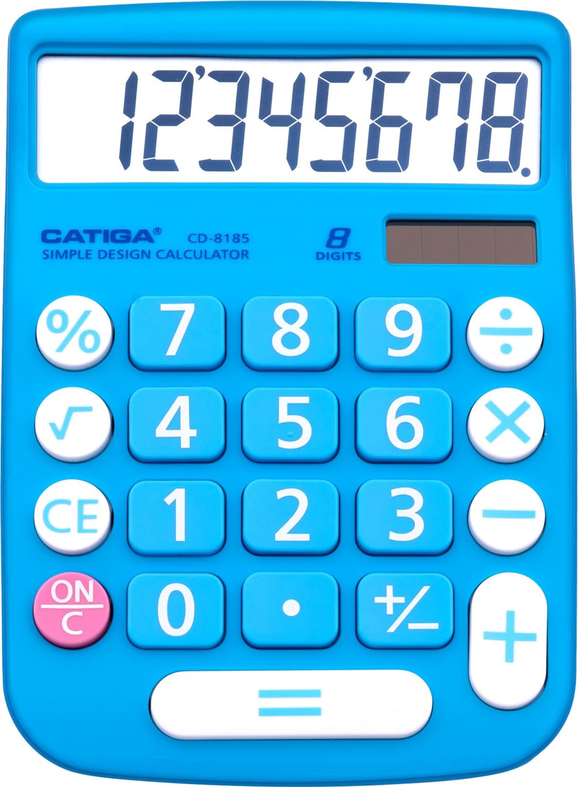 CATIGA Desktop Calculator 8 Digit with Solar Power and LCD Small, Blue