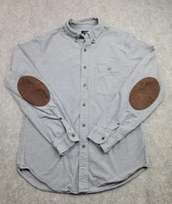 J Crew Shirt Mens Small Gray Button Down Elbow Patch Casual Flannel Pocket
