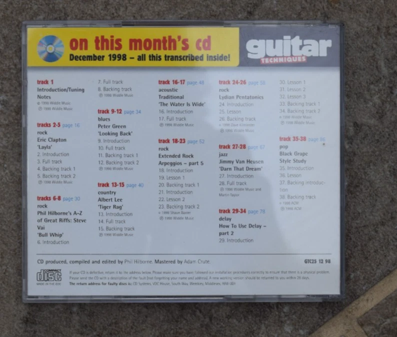 Guitar Techniques Magazine And CD  December 1998 Eric Clapton - Image 4 of 4