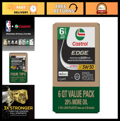 5W-30 Full Synthetic Motor Oil, Advanced Performance, 6 Quart EcoPack, Engine Pr