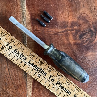 Vintage Magnetic Bit Screwdriver Smoke Color Handle Storage