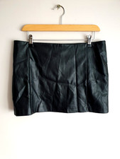 Brand New River island Black Faux Leather full Zip Mini Skirt Uk 12 Eu40 Us8
