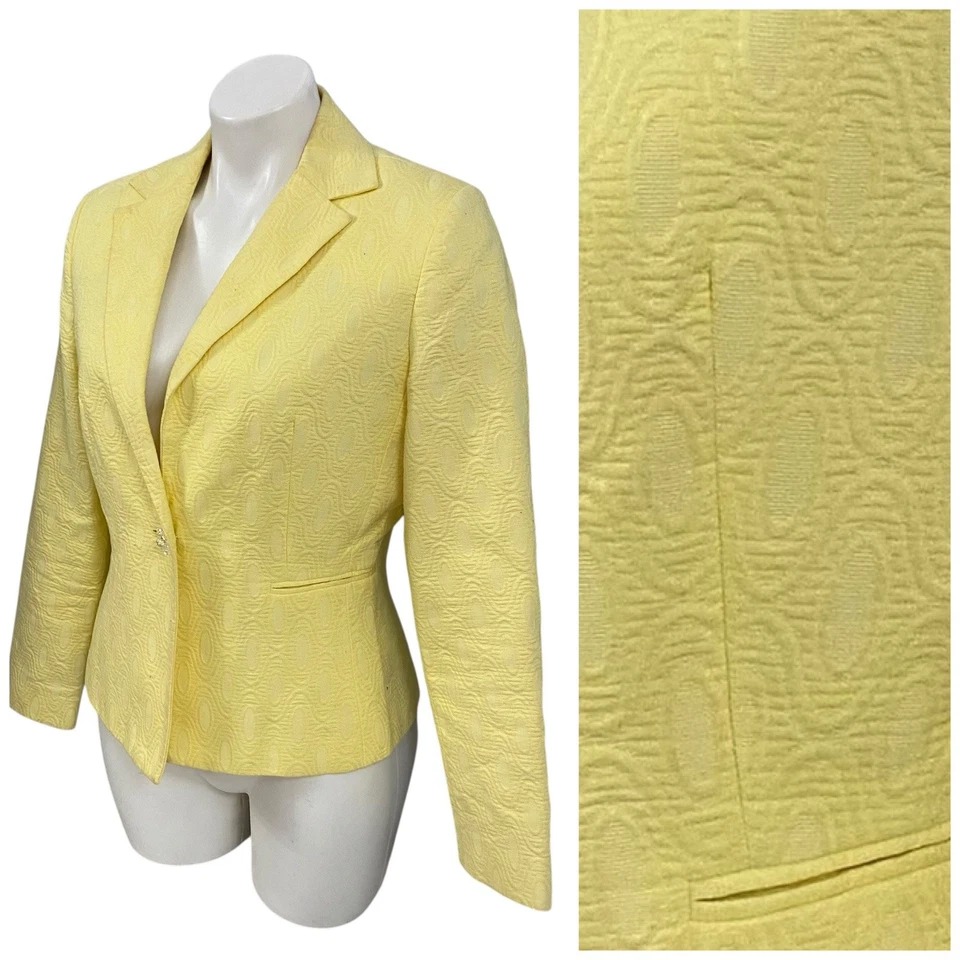 Larry Levine Blazer женщин Sz 8 желтый Spring куртка Officecore Corpcore работы - Изображение 2 из 4