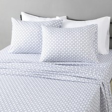 Amazon Basics Bed Sheet Set 4-Piece Full Aqua Microfiber Printed Soft