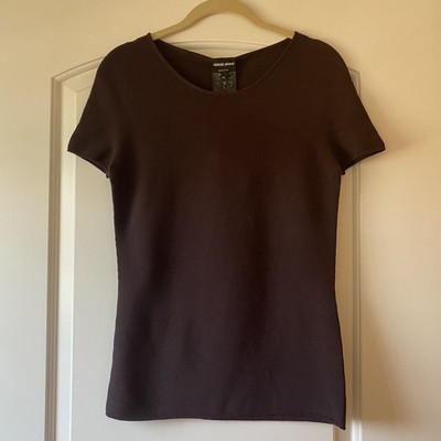Giorgio Armani Brown Short Sleeve Top Made In Italy, Women's Size 8/44