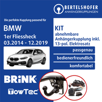 FüR BMW 1Er Fliessheck Typ F20/F21 03.2014-12.2019 AHK Abn +13Pol Sp. E-Satz KPL