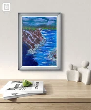 Original Art "Jetty" 9x12 Canvas Expressionism Abstract Design Home Art