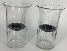 Glass Hurricane Lamp Vase Glasses Decorative Flower Vases, 7" H - Pack of 2