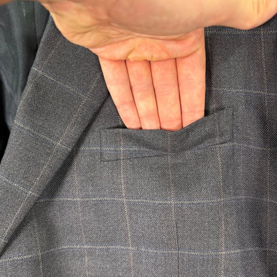 全新 Joseph & Feiss 国际灰色格子羊毛西装外套夹克 男式 48S 学院风 — 第 4/4 张图片