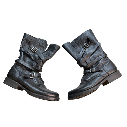 Steve Madden Leather Banddit Moto Boots Black Leather Boots 10 S4