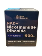 Reus Research Liposomal NAD+ Supplement 80 Ct NR+Resveratrol Exp 01/2027 NEW!