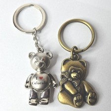 2 Bear Keychains, Gold/Brass  Silver Tones
