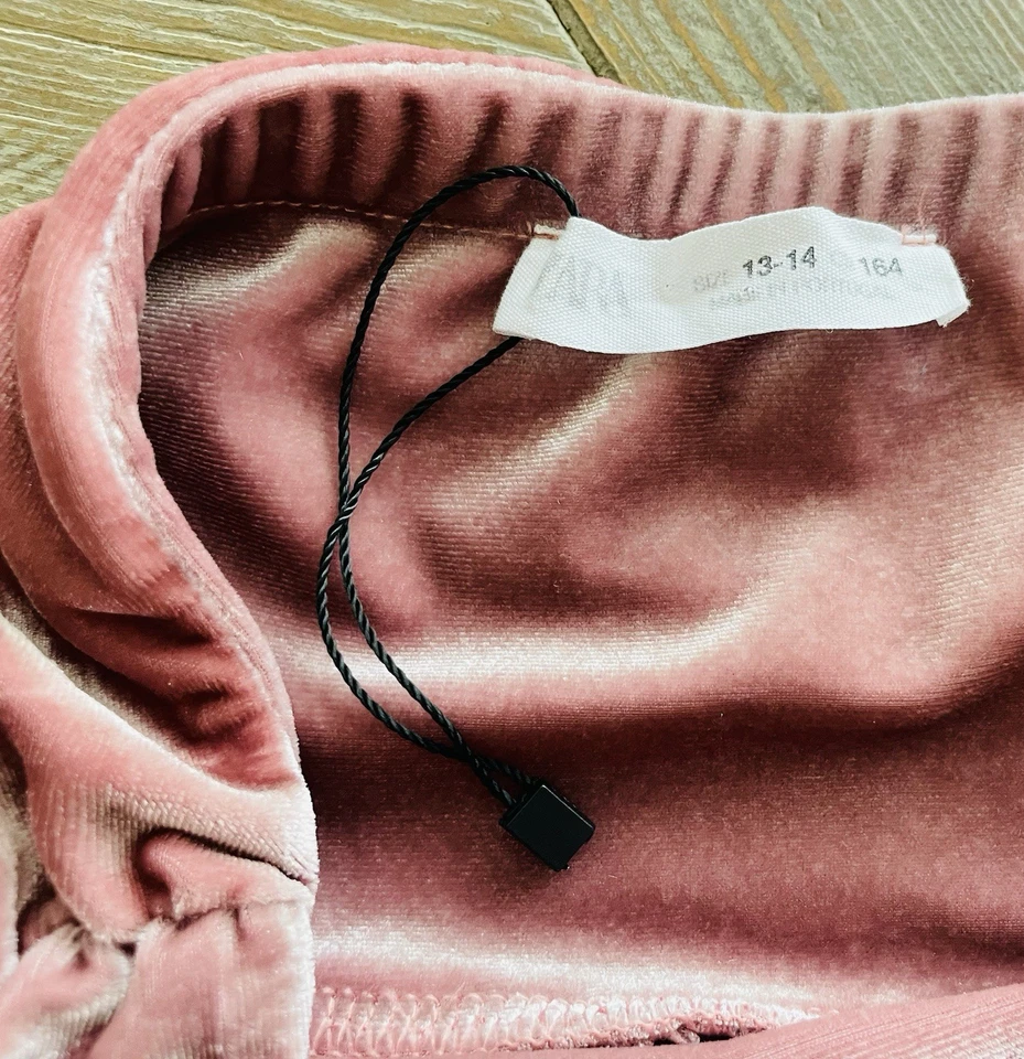 Falda de terciopelo rosa para niñas Zara, cintura acanalada, 13-14, etiquetas tiradas, nunca usada Foto 2 de 4