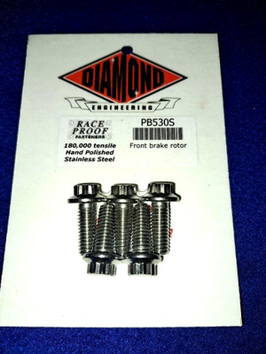 NEW DIAMOND ENGINEERING 12 POINT STAINLESS FRONT ROTOR BOLTS 1984-UP HARLEY