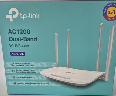 TP-LINK Archer A5 AC1200 Dual-Band Wi-Fi Router, MU-MIMO, Beamforming, Weiß