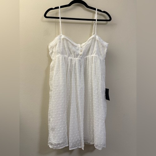 Vestido Babydoll LULU's Blanco Punto Suizo - M Nuevo con Etiquetas - Imagen 9 de 9