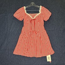 Red Gingham Babydoll Mini Dress By Cider