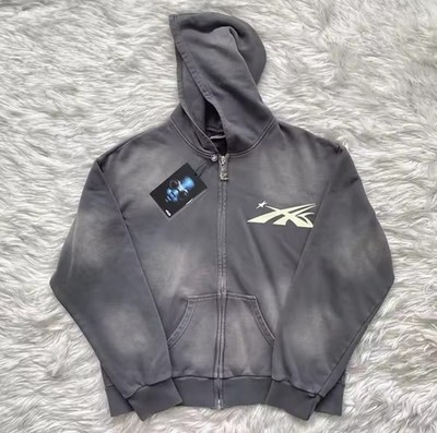 Hellstar Grey and White Ksubi Zip Up Hoodies Size Large
