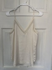 Express White Mesh Accent Adjustable Strap Camisole Women's Size M