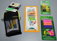 Mixed School Supplies Pencil Pouch Case no 2 Pencils Erasers Sharpener