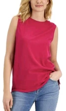 Style & Co Woman’s  Cotton Muscle Tee Sangria Wine Size L
