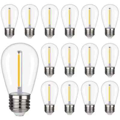 Waterproof S14 LED Light Bulbs Outdoor String Lights Replacement E26 Base 15Pack