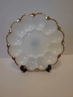 Vtg Anchor Hocking Fire King White & Gold Trim Deviled Egg Serving Plate Tray