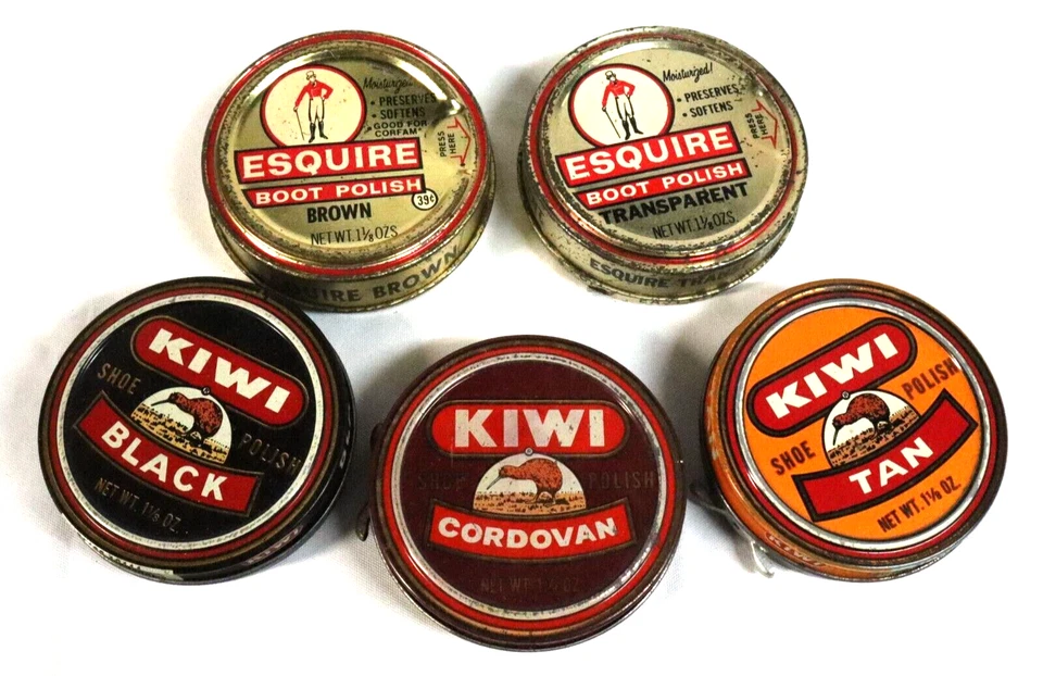 Kit de brillo de zapatos de caja de madera vintage con cepillos Kiwi Esquire pulido PESTILLO DEFECTUOSO Foto 3 de 4